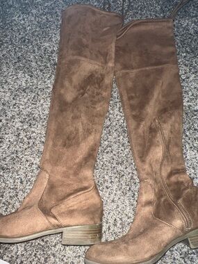 Amazon Brown Suede Over-the-Knee Boots